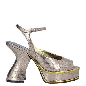 Dries Van Noten platinum croc leather platforms with 110mm sculpted heel